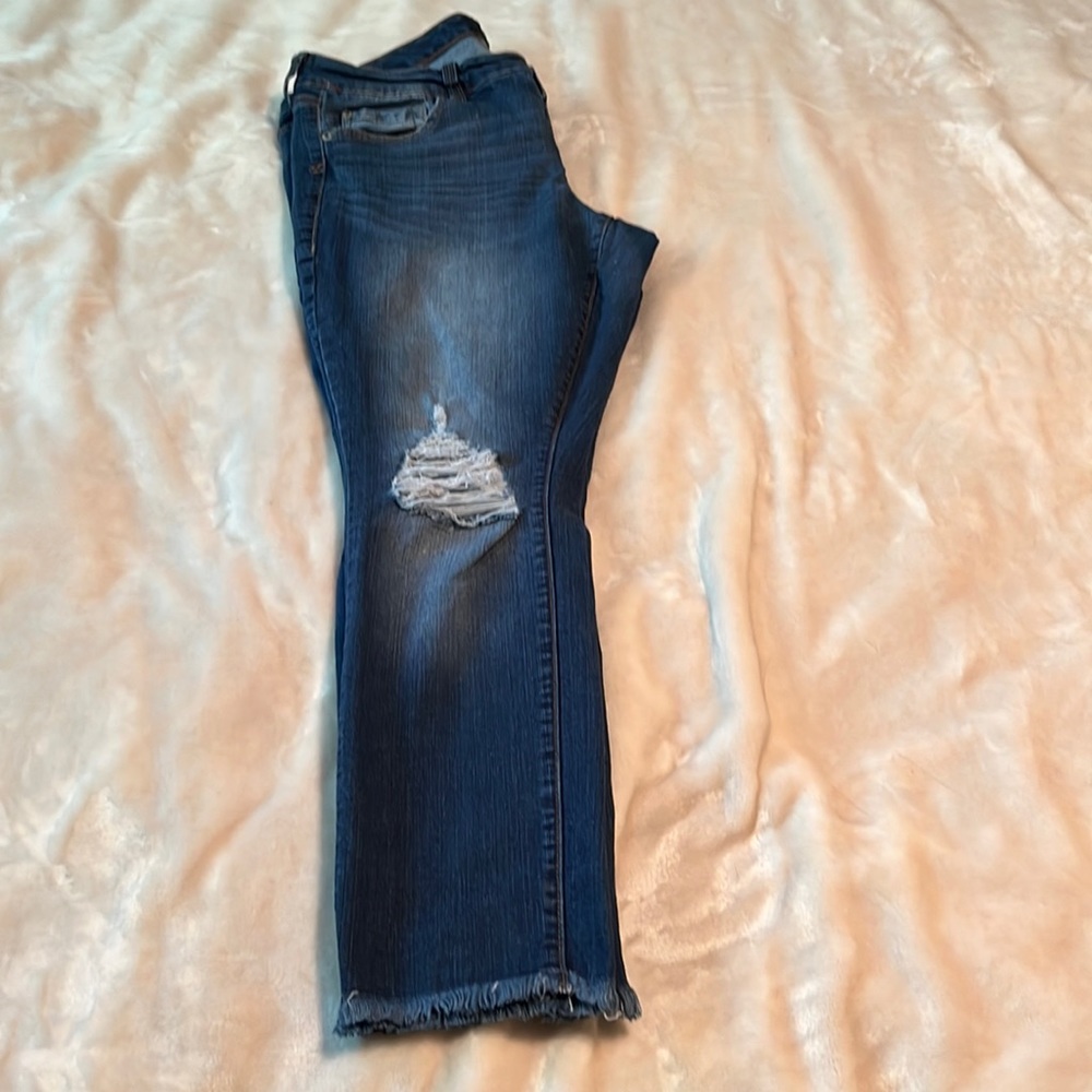 TORRID Premium Denim jeans cut off, distressed, size 12 in dark wash